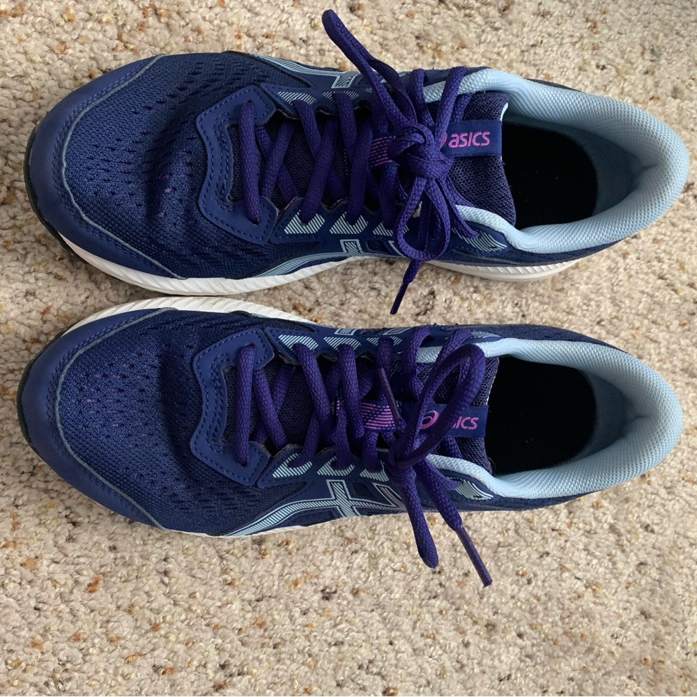 Asics Navy and Light Blue Athletic Sneakers